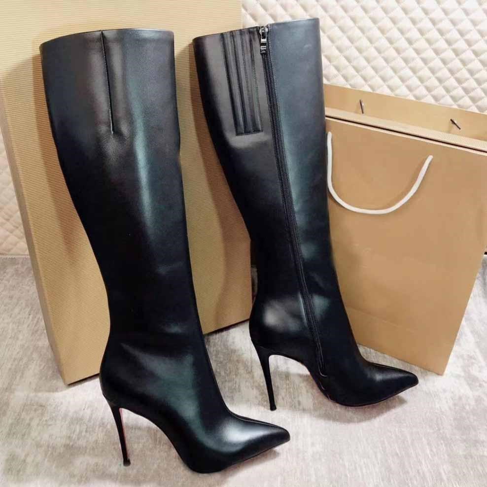 

Luxurys Design Woman Boots,Paris Women red bottom tall boots Eloisa Botta Black calfskin "snake /dinosaur" Leather Fashion Lady Boot