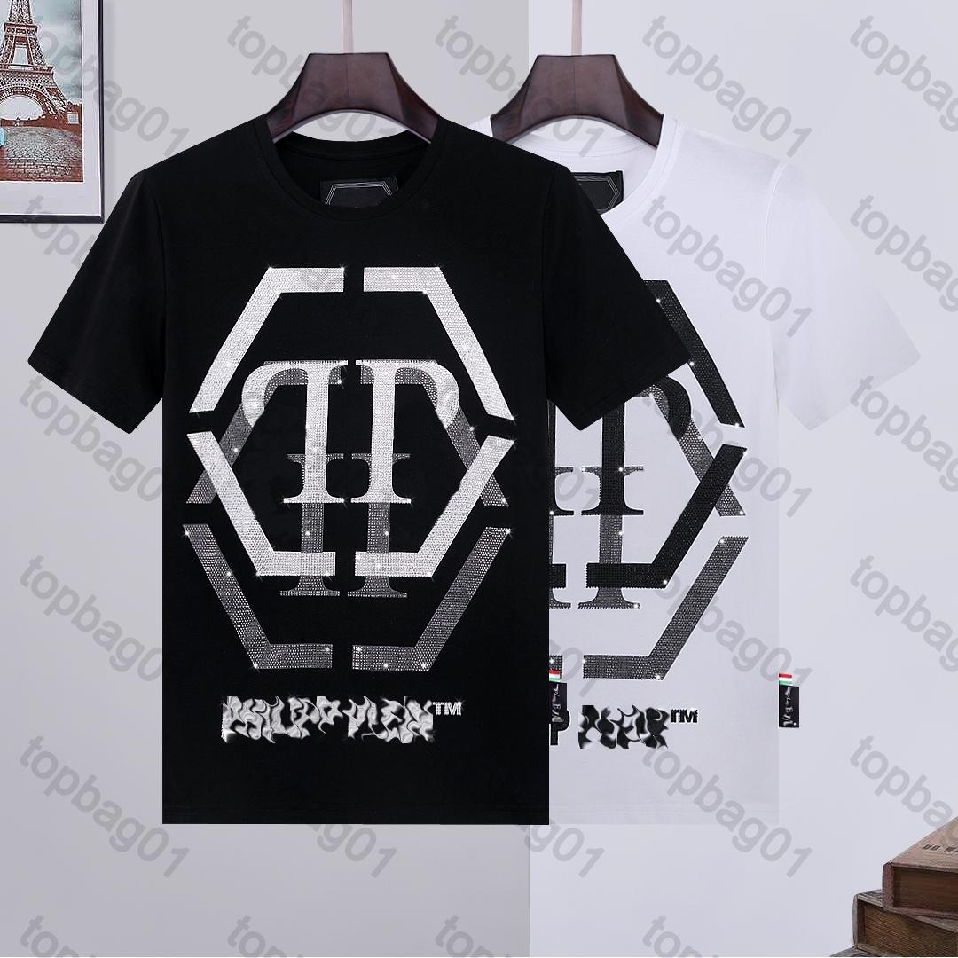 

Phillip Plain designer Mens PP Skull Diamond t shirts Short sleeve Brand Spring and Summer high O-Neck Quality Skulls TShirt tees 01