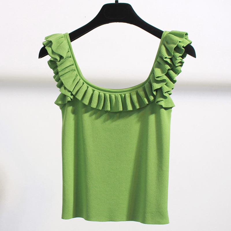 

Women's Tanks & Camis Halter Top Summer Ruched Ruffles Sleeveless Tank s Thin Knitted Camisole Slim Short Fashion Sexy s 3IF6, Yellow