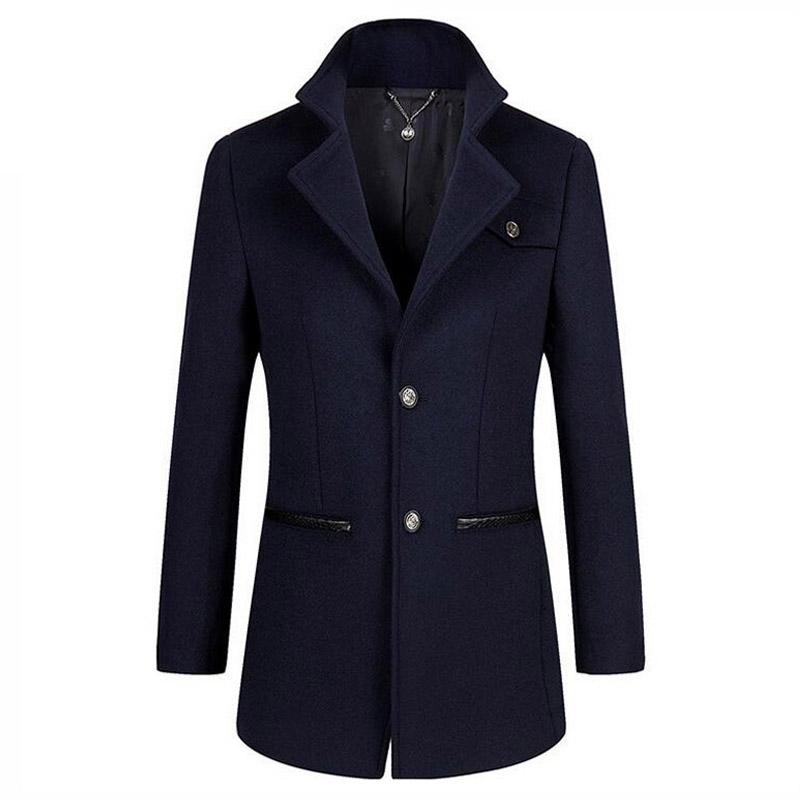 

Men' Trench Coats 2021 Clothing Woolen Blend Short Coat Men Fashion Fit Slim Windbreaker Jackets Mens Brand Casual Overcoat, Blue