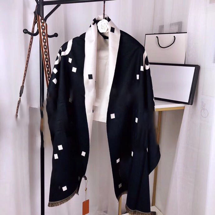 

Classic designer fashion ladies scarf black high-quality cashmere tassel letter shawl must-have double-sided warmth for autumn and winter travel, Blue;gray