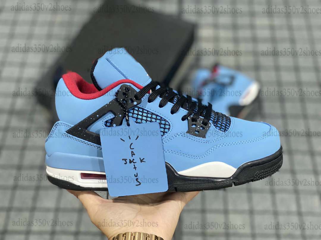 

Travis Scott 4 IV x Cactus Jack 4s Jumpan Men Basketball Shoes Houston Oilers Blue Trainers Designer Sports Sneakers