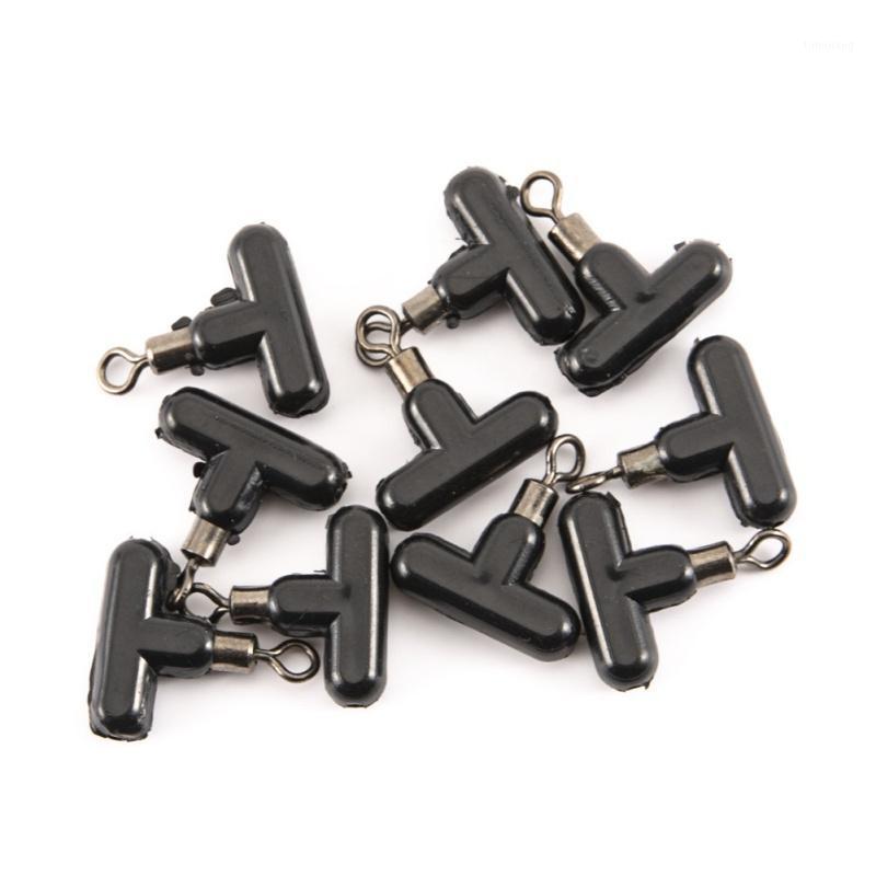 

10pcs Cross Line Rotation And Beads T-shaped Pulley Sliding Connector Luminous Green Sea Fishing Triangle / Black Bean Swivel Hooks