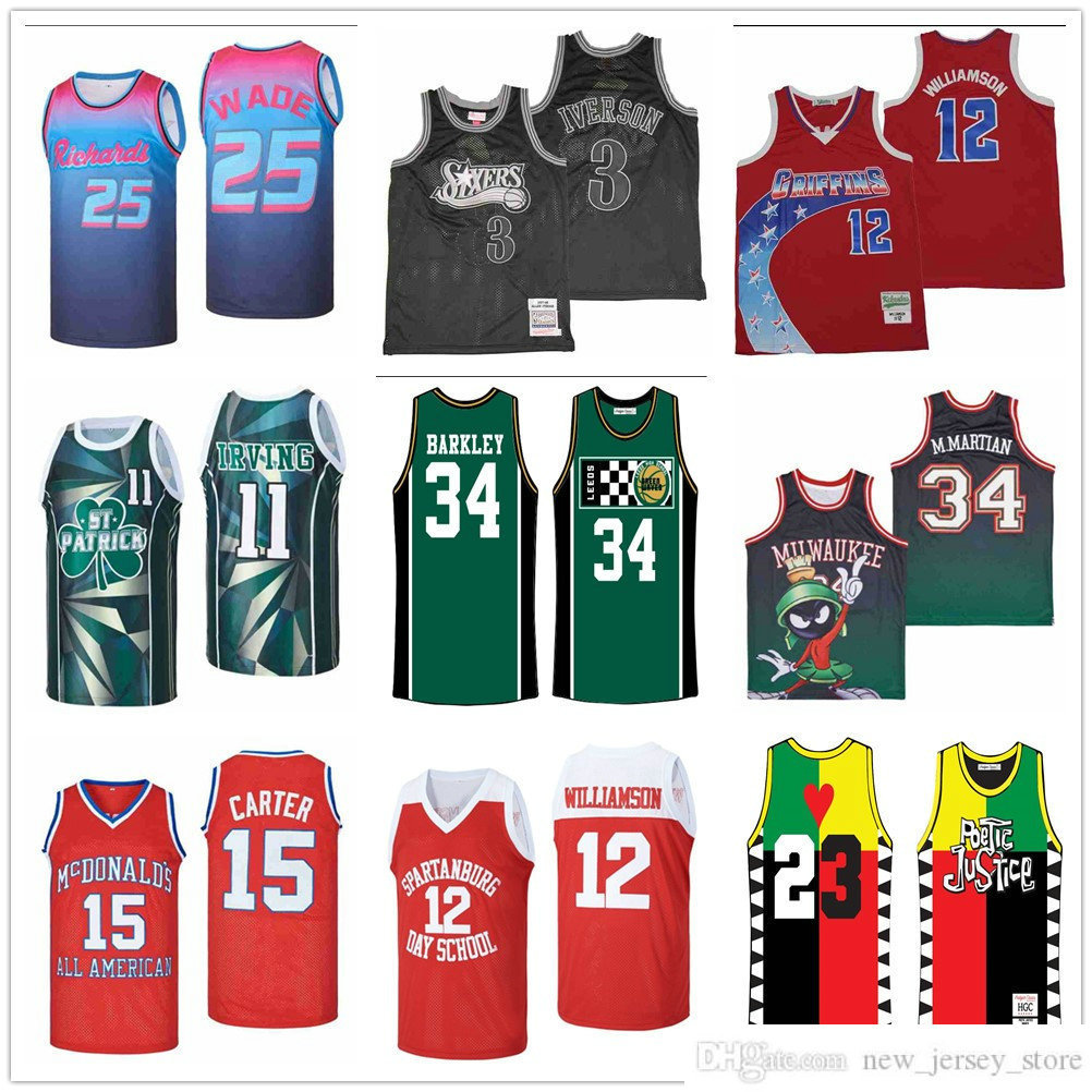 

NCAA Stitched Movie Basketball Jerseys KYRIE IRVING CLOVER ALTERNATE Jersey 15 Vince Carter McDonald's All American 23# POETIC JUSTICE allen Iverson, As picture men size s-xxl