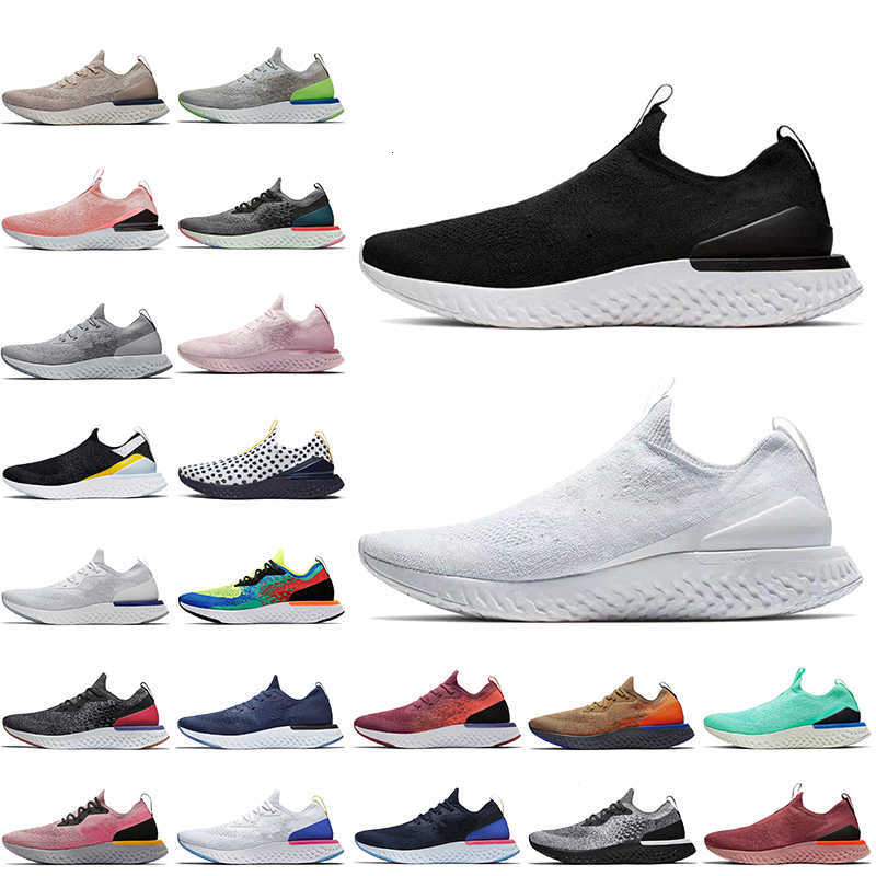 

Fashion Laceless Fly Knit Epic Women Mens Running Shoes Triple White Black Pink Royal Green Blue Burgundy Outdoor Jogging Sports, #1 triple white 36-45