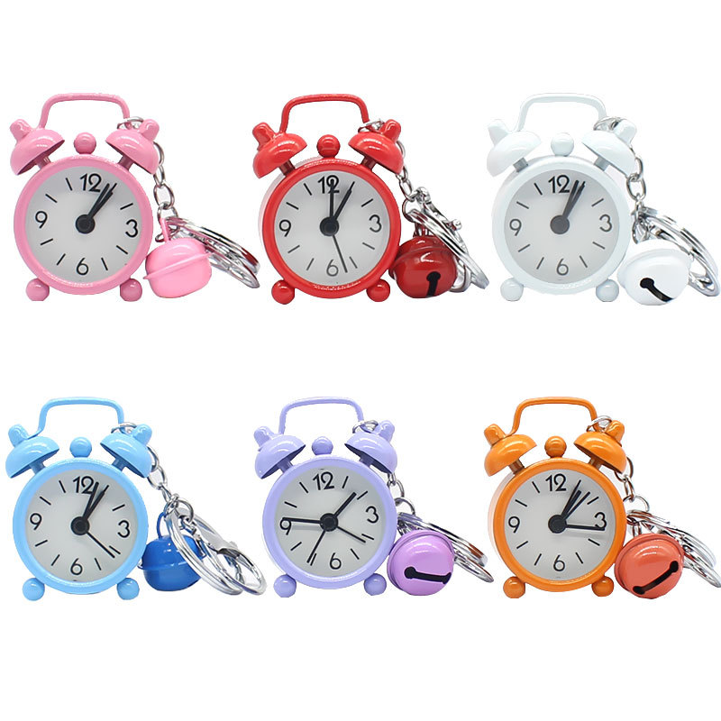 

10Pieces/Lot Small alarm clock shape keychain student bag pendant will go pin clock alarm small gift