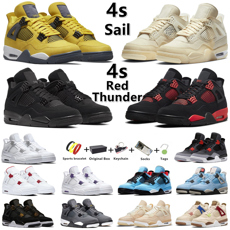 

4 4s men women Basketball Shoes Red Thunder Zen Master Black Cat Infrared Sail Lightning University Blue Taupe Haze White Oreo mens trainer, Color#49