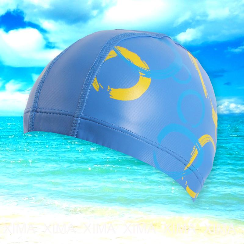 

Adults Swimming Caps 2021 Stereo 6 Color Waterproof Printing Plus Size PU Ear Protection Women Men Sport Hats