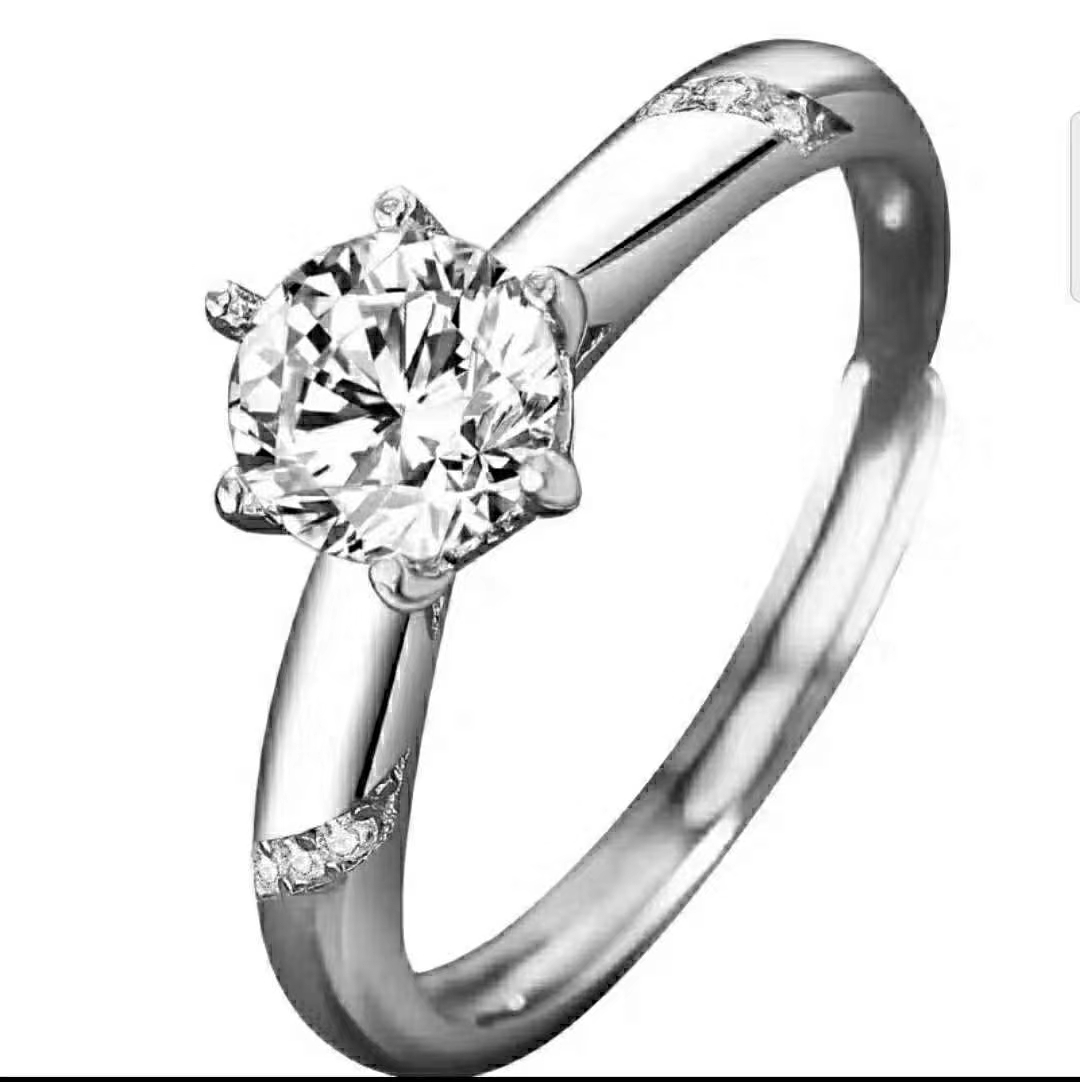 

925 Sterling Silver Moissan Diamond Classic Jewelry Engagement Ring