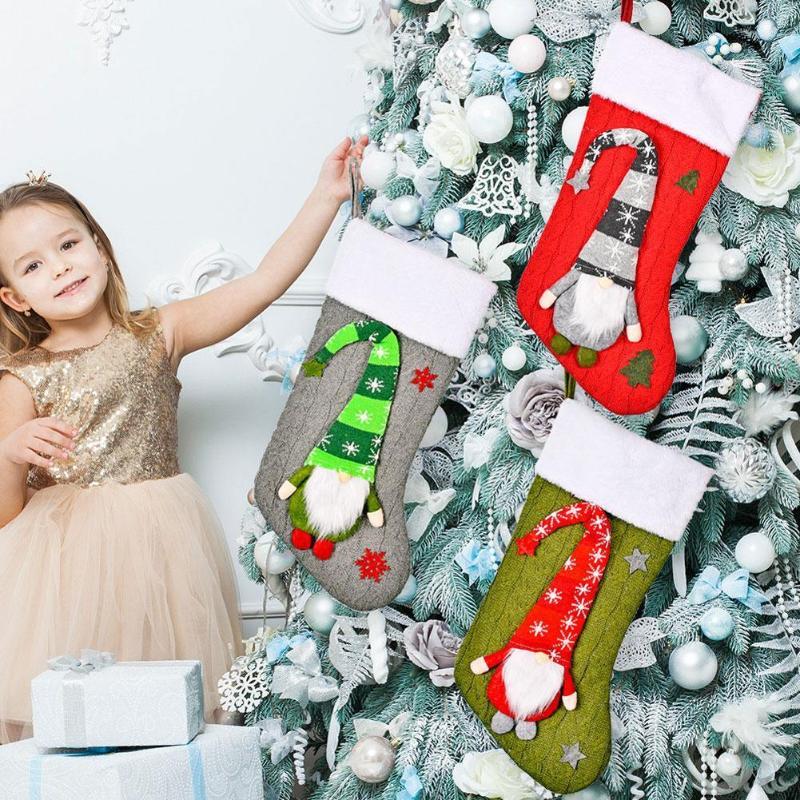 

Christmas Decorations Decorative Knitted Stockings Colorful Children's Holiday Gifts Home Shopping Mall Decoration