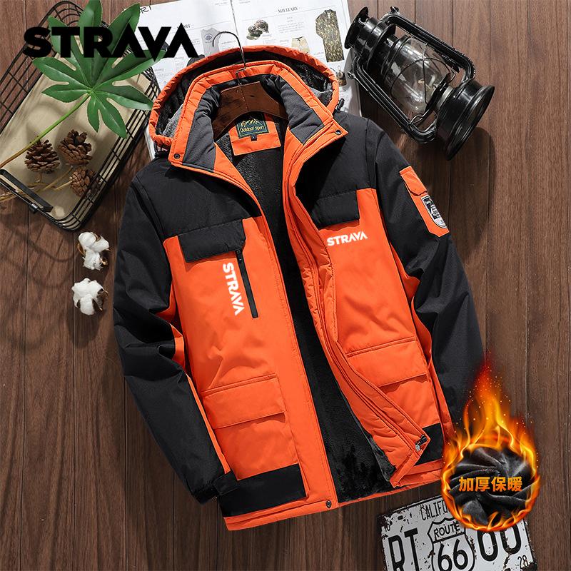 

Hunting Jackets Patchwork Velvet Hiking Jacket Hoodie Thicken Thermal Winter Coat Multi-pocket Waterproof Windproof Clothing Men Outdoor, Black