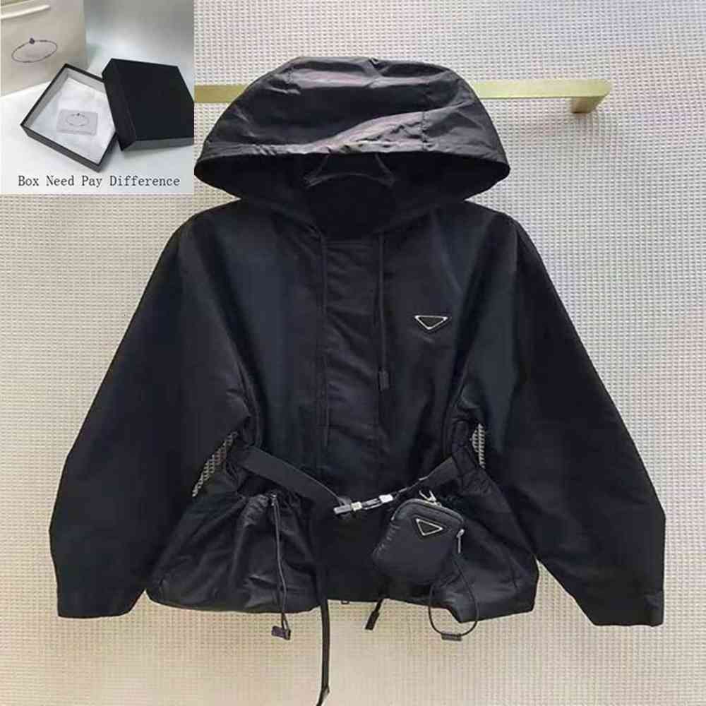 

Womens Designer Jacket with Hooded Fashion Solid Color Windbreaker Jackets Casual Ladies Jacket Coat Clothing Size S-L, Black2&short wish logo
