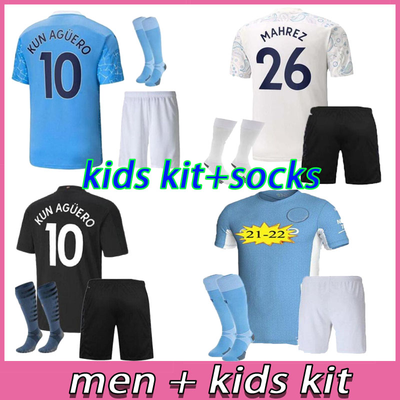 

Adult kids kit 2021 ManChester soccer jersey 20 21 22 G. JESUS CITY STERLING FERRAN DE BRUYNE KUN AGUERO football shirts MAN uniform, Black