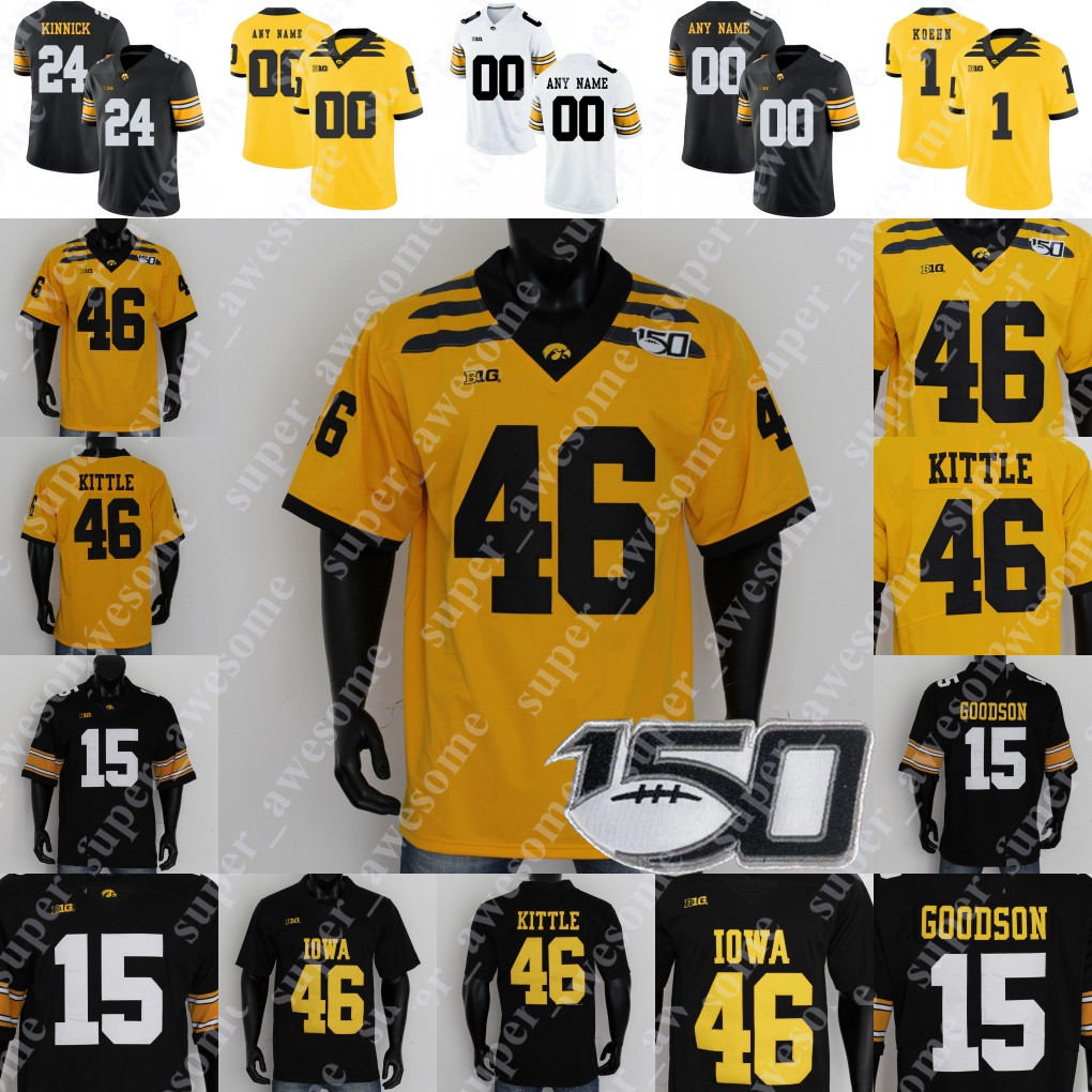 

NCAA Iowa Hawkeyes Football Jersey Spencer Petras Tyler Goodson Tyrone Tracy Jr Tyler Linderbaum Zach VanValkenburg Jestin Jacobs Jacobs George Kittle 33 Sanders, Black yellow