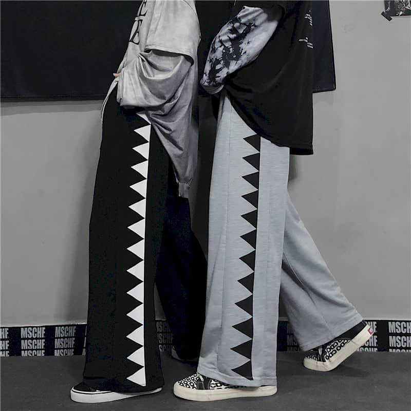 

pants women Korean black personality straight trousers loose wide-leg sports casual for and 210526, Light grey