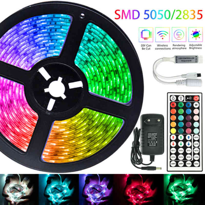 

LED Strip Light Infrared Remote Control RGB 5050 2835 Waterproof 12V Ribbon Lamp Bedroom Decoration For Festival 5M 10M 20M 30M W220309