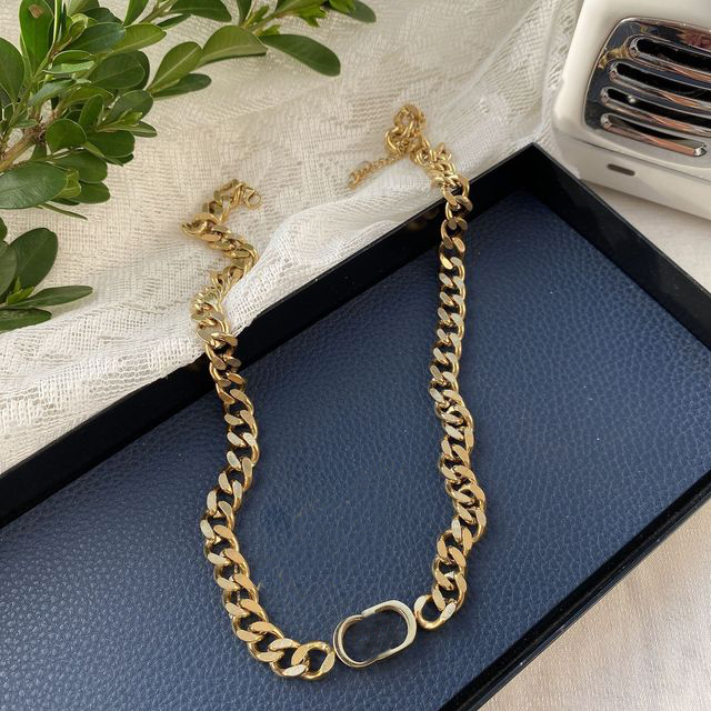 

Designer D Home Gold Plated Diamond Lady Letter Necklace Bracelet