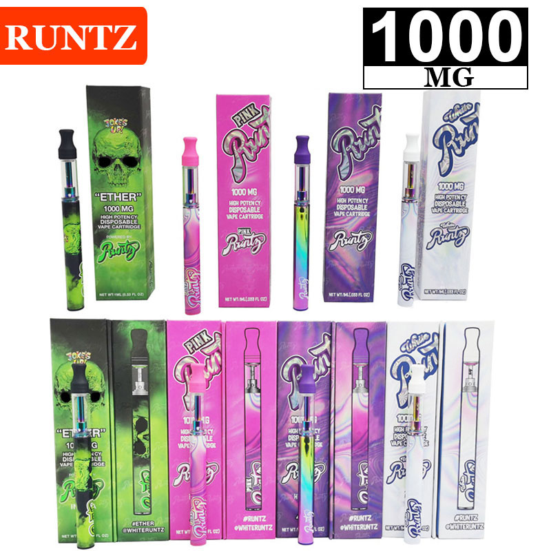 

Runtz Disposable Electronic Cigarettes High Potency Vape Pen Kit 1000mg Rechargeable Battery 240mAh 1.0ml Empty Cartridges Pods, White