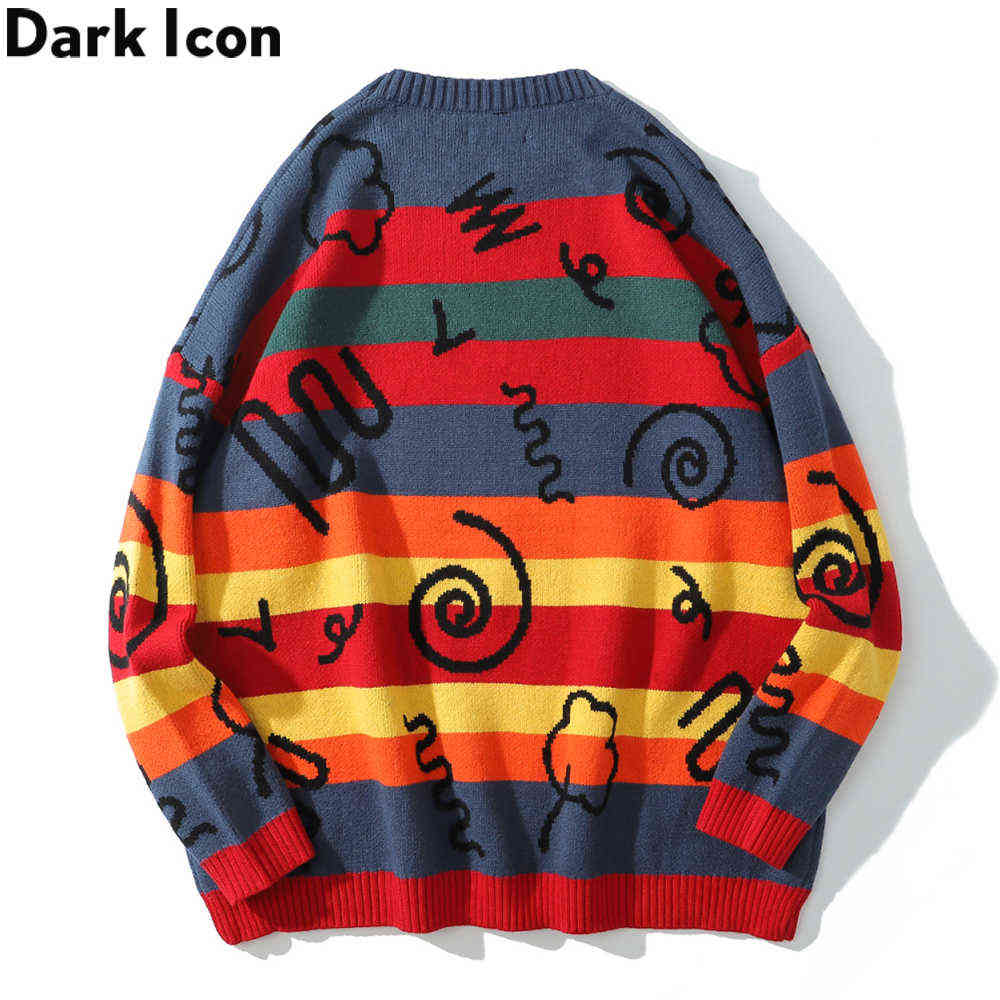 

Striped Knitwear Sweater Men Women Round Neck Men's Sweaters Streetwear Man Clothing 210603, As photo