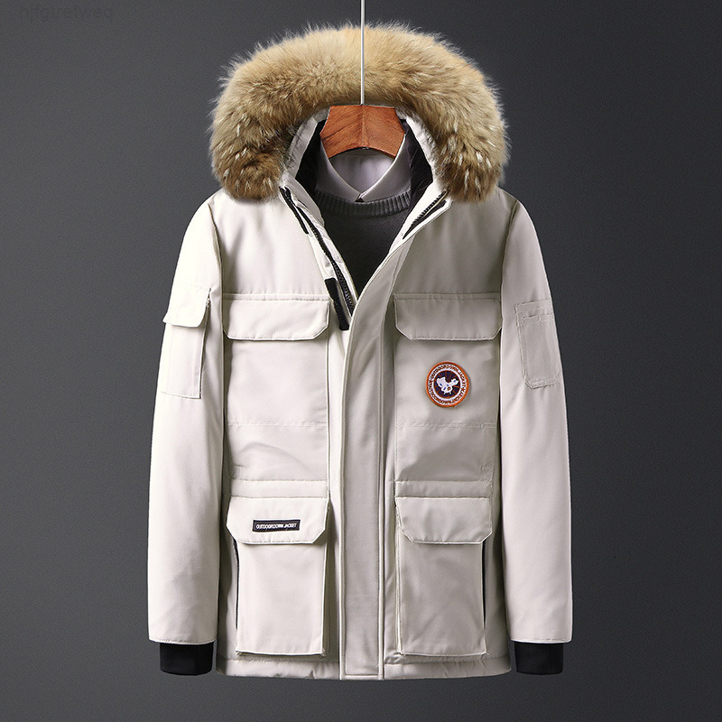

2021 Winter Down Men' Trend Thickened Coat Canadian Style Goose Outdoor Fashion Goose Couple Cotton Padded Jacket, Red