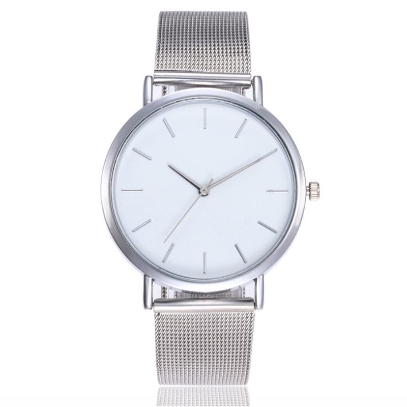 

Wristwatches Women Casual Quartz Watch Stainless Steel Strap Clock Wrist Mesh Ladies, White