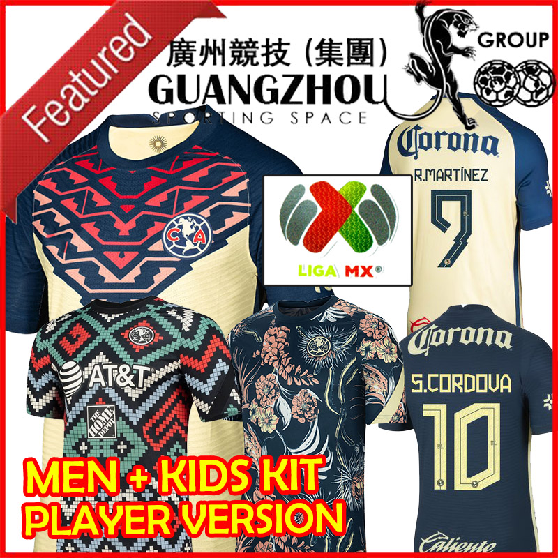 

CF Club America 21 22 Soccer Jersey Liga MX FIDALGO MARTINEZ LEO SUAREZ CORDOVA 2022 AmErica Camisetas Player Version Football Shirt Pre-Match Training HENRY VINAS, Player version home