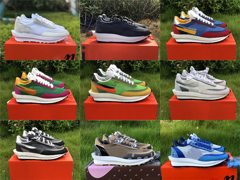 

2020 Authentic LDV Waffle LDWaffle Outdoor Shoes Men Women Daybreak NYLON Pine Green Blue White Chunky Dunky Trainers With Original Box