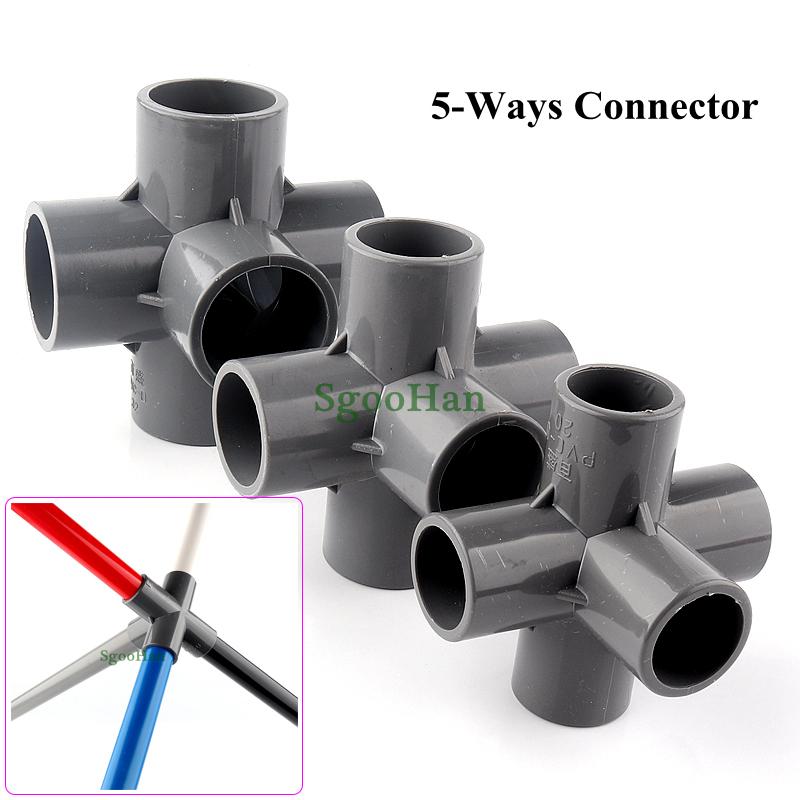 

2~50pcs/set PVC 3D Three-Dimensional 5 Way Water Pipe Connector 20~50mm Adapter Garden Irrigation Fittings DIY Shelf Joint Watering Equipmen
