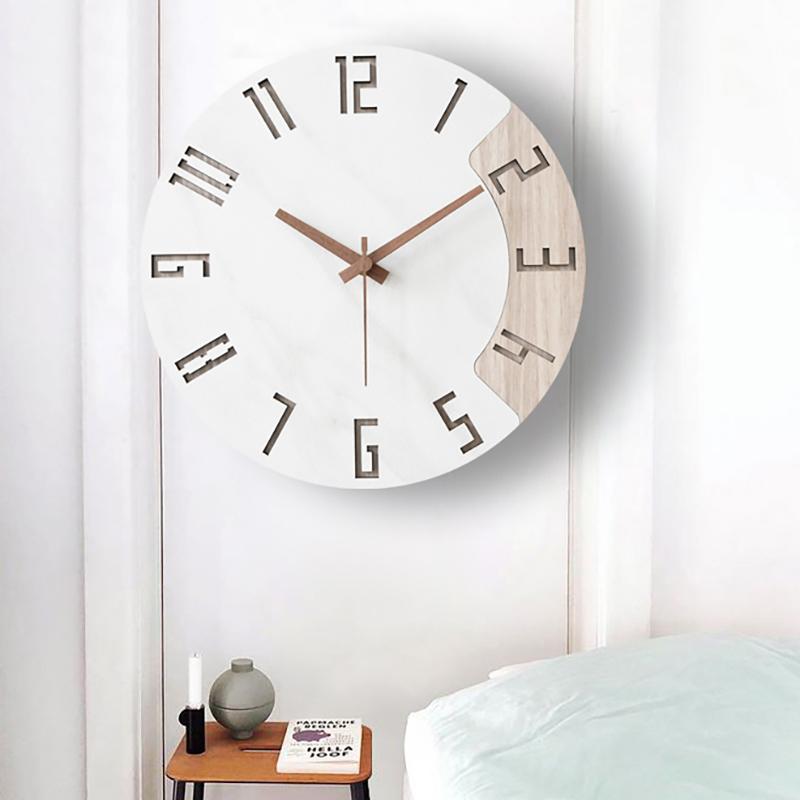 

Wall Clocks Nordic Design Clock Hanging Wood Retro Electronic Minimalist Living Room Reloj Cocina Home Decoration DL60WC