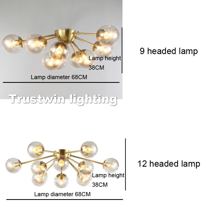 

Post Modern Glass Ball Brass Ceiling Light Lamp For Low Roof Golden LED Foyer Dinning Room Lights