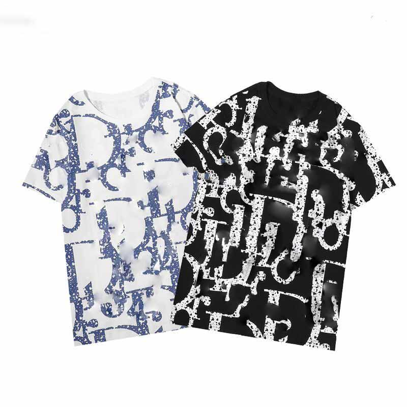 

2021 Summer Men Women T Shirts with Letter Printed Casual Mens Top Quality Men Fashion Tees Streetwear Clothing 2 Colors, White;black