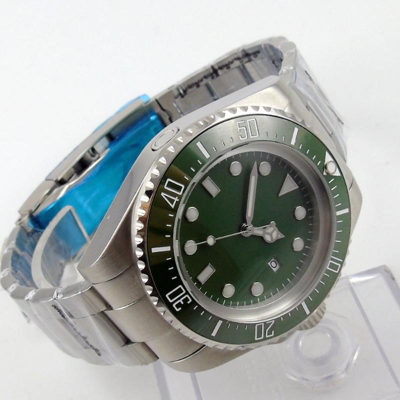 

Wristwatches Japan MIYOTA Automatic Male Wristwatch Ceramic Bezel Insert Date 44mm Green Sterile Dial Luminous Deployment, Mingzhu 2813