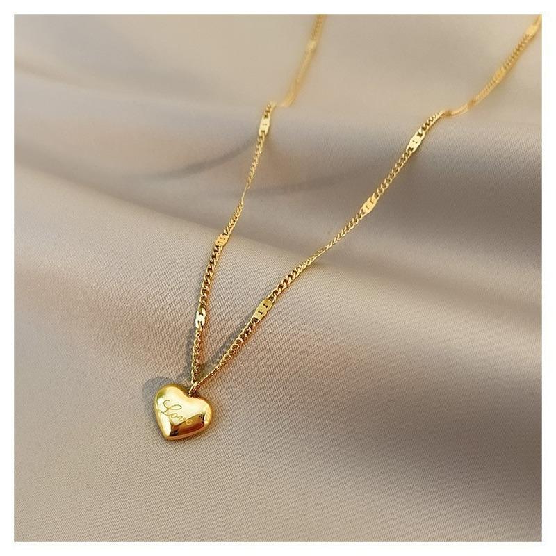 

Chains Stainless Steel Gold Love Heart Necklaces 2021 Trend Fashion Pendant Choker Necklace For Women Party Gift Jewelry, Silver