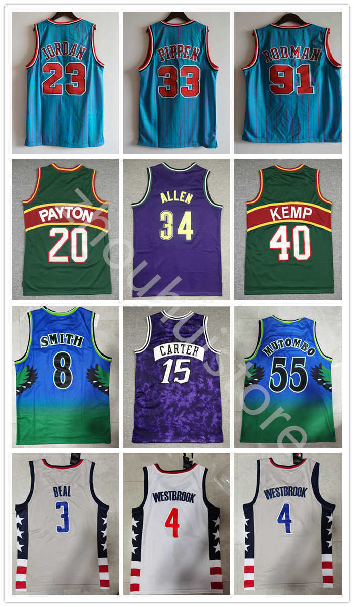 

23 Vince 15 Carter Basketball Jersey Scottie 33 Pippen Dennis 91 Rodman Retro Ray 34 Allen Duncan Hill 8 Steve Smith 55 Mutombo 3 Beal 4 Wes, Black;red