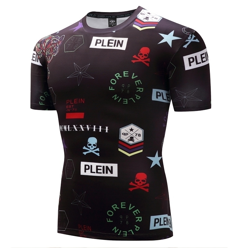 

Men's tops 3D T-shirt In the summer short-sleeved tees printing casual fitness compression skull pattern shirts 210324, Picture color