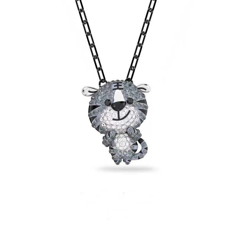 2022 Gray Zodiac Tiger Pendant Necklace New Year Model Cool Tiger Men and Women Necklace Swa Clavicle Chain-image-747863582