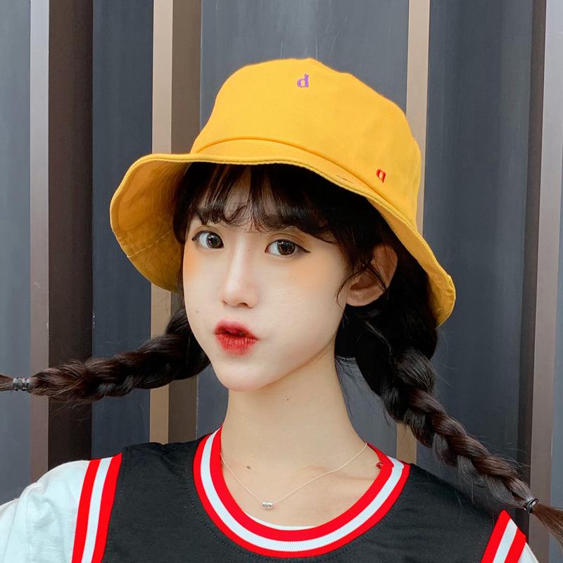 

Cloches Candy Color Bucket Hat Women Cartoon Letter Unisex Fisherman Hats Men Cotton Hip Hop Fishing Cap Sun Trunk, White