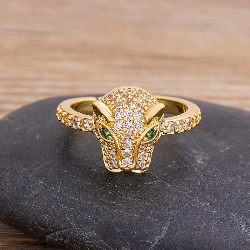 

Cluster Rings Cubic Zirconia Crystal Opening Bull Animal Gold Color Adjustable Finger For Women Fashion Statement Jewelry Gift