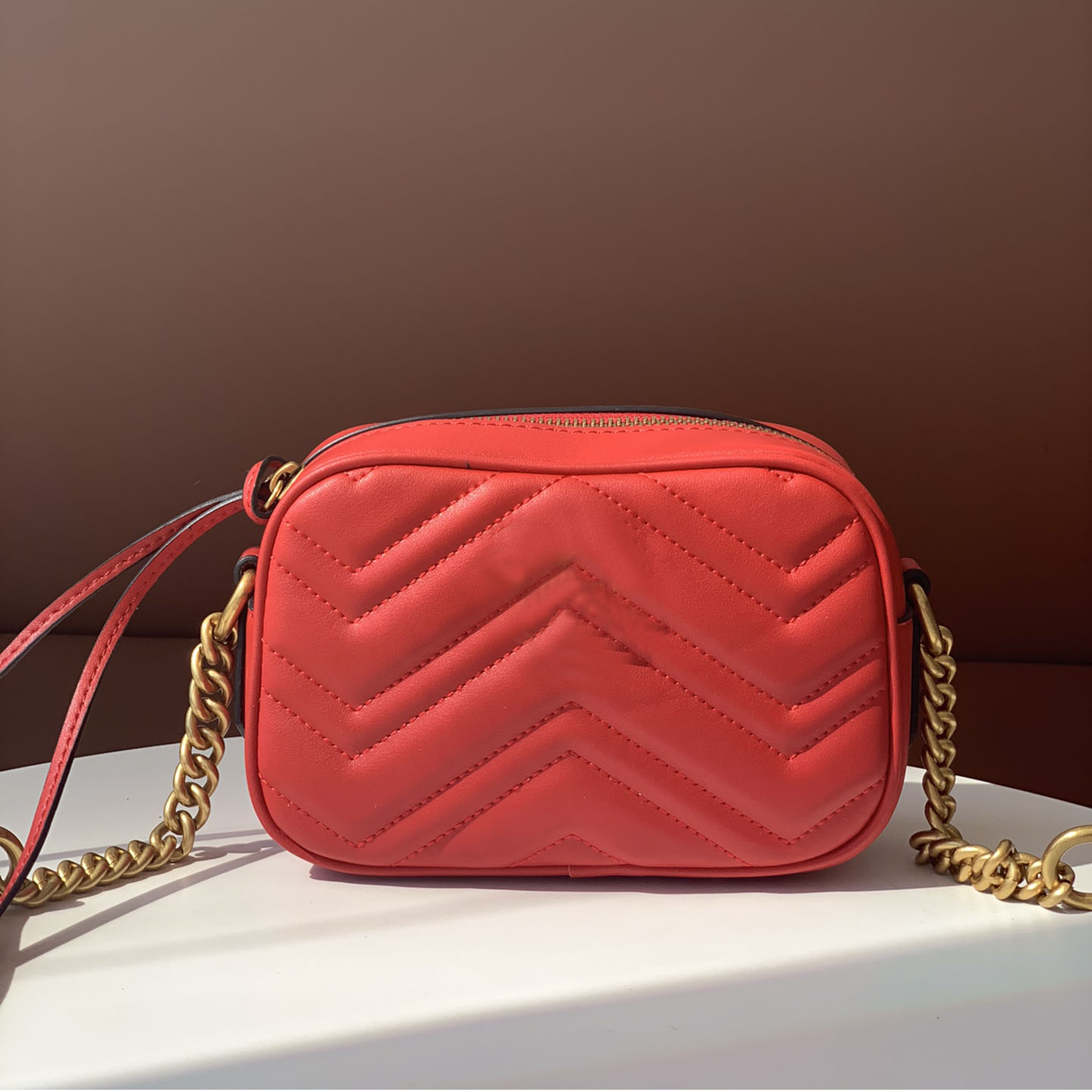 

Marmont Designers Leather Shouler Bags Luxurys Women Handbags Purse 2021 Designer Bag high-quality, Red
