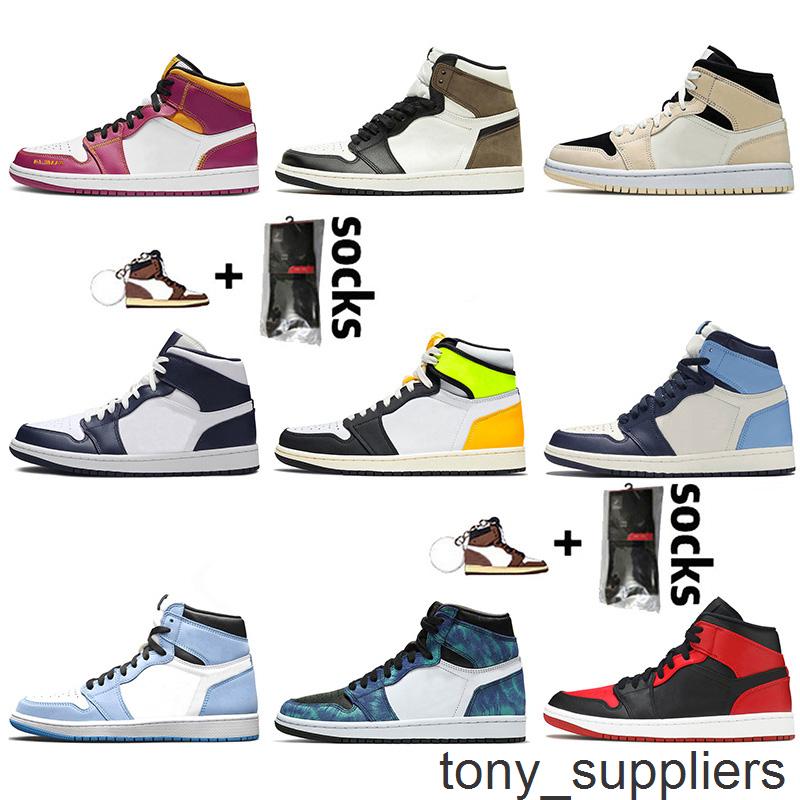 

Top Quality High OG Volt Obsidian Jumpman 1 1s University Blue Basketball Shoes Digital Pink Fearless Men Women Trainers Sneakers Ni Ok ie, #14 gold toe 36-46