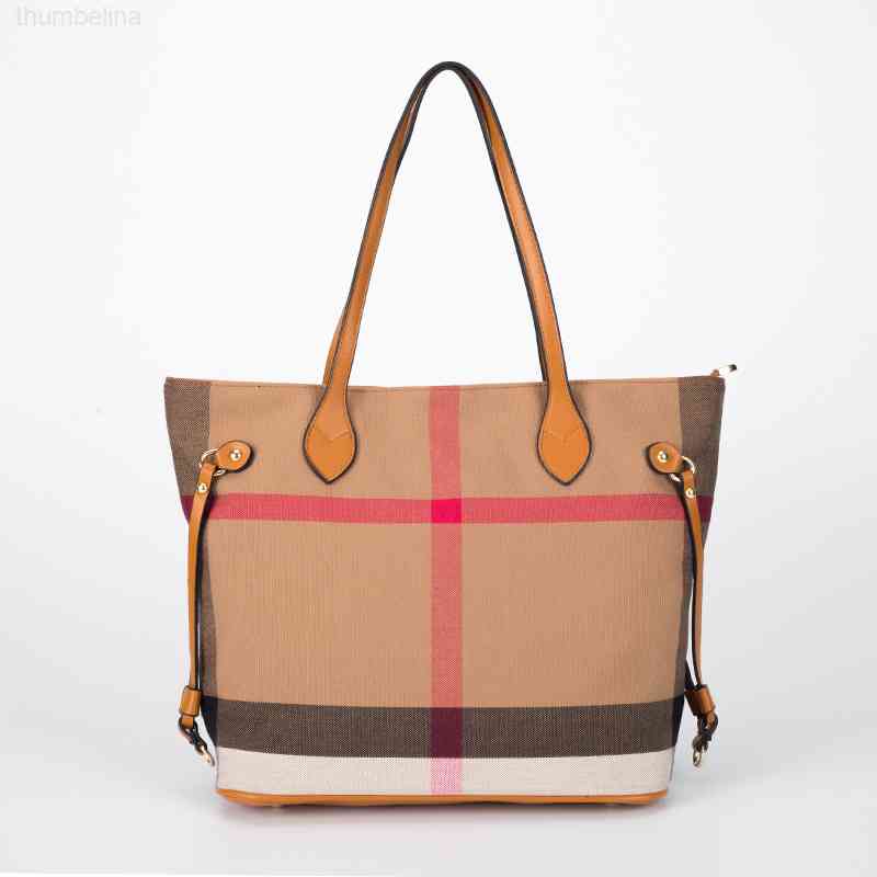 

Hand Bag 2021 Women's Simple and Generous Single Shoulder Canvas Plaid Tote Fashion Large Capacity Shopping Handbag
