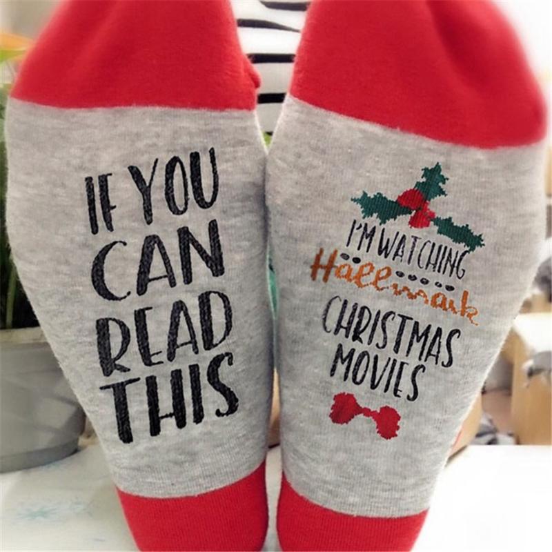 Socks & Hosiery Custom Wine If You Can Read This Christmas Watching Movies Autumn Spring Winter Halloween Sock Year Gift-image-729932374