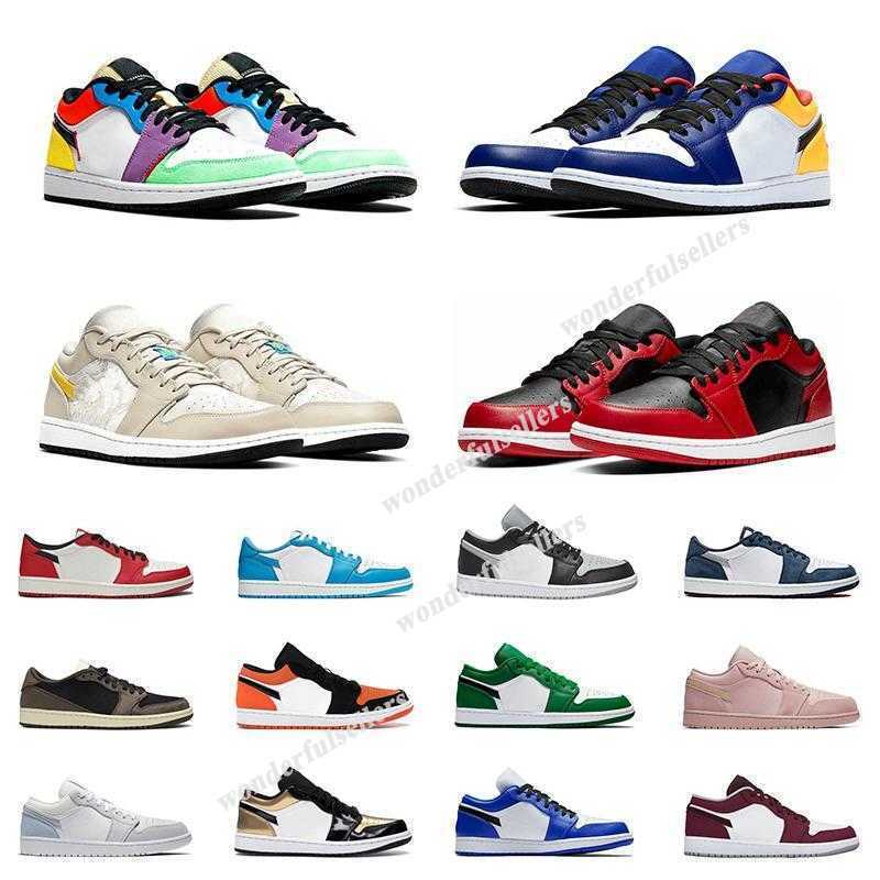 

Low 1 1s Men Basketball shoes Varsity Red Paris shadow UNC Chicago Tropical brown Outdoor Sports Sneakers Mens Trainers