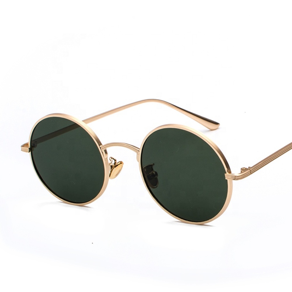 

Italy Dign Fashionable classic Trend PC Lens Metal Frame Sun Glass Korean Men UV400 small circle Sunglass Women, White;black
