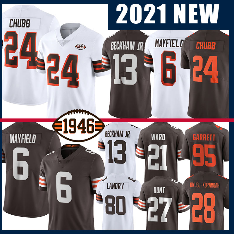 

24 Nick Chubb Baker Mayfield 1946 Football Jersey Odell Beckham Jr. ClevelandBrownsKosar Jarvis Landry Myles Garrett Jeremiah Owusu-Koramoah Newsome II Ward, Jersey (haitun)