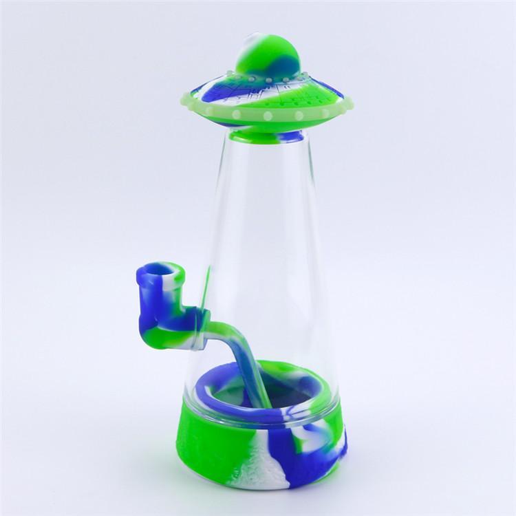 

New 8.9'' UFO Glass Bubbler Water Pipes Shisha Hookah Smoking Tobacco Bongs Dabs Rig Silicone to