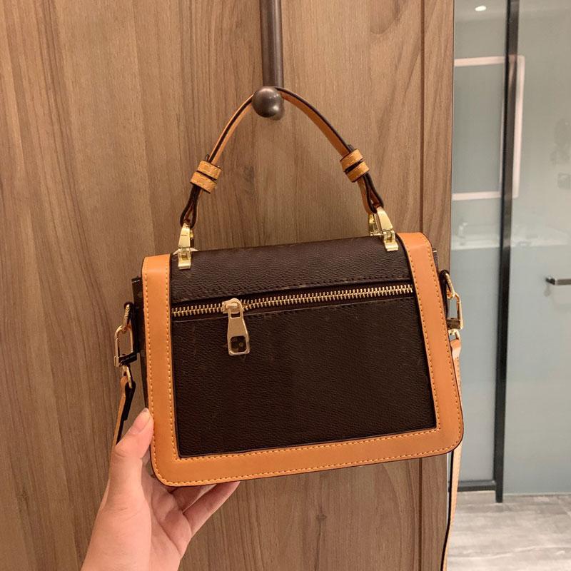 

Harmonious contrast color classic print shoulder bag vintage brown flip woman's Cross Body Bag Exquisite handbag purse