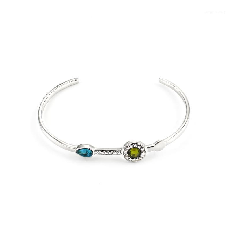 

Factory Customized 1pcs Nice Silver Color Crystal Decorative Opening Bracelet Bangles For Women's Men's Lovers Sell Bangle