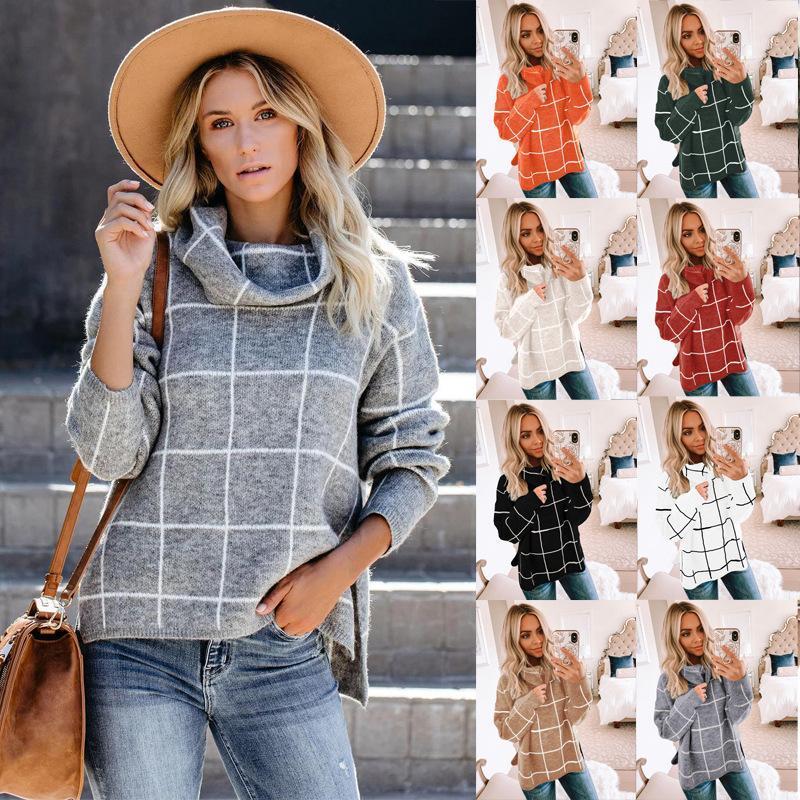 

Women' Sweaters Pull Femme Hiver Nouveaut Fall Sweater Women Plaid Pullovers Turtleneck Loose Knitted Jumper Korean Style Casual Chandails, Green
