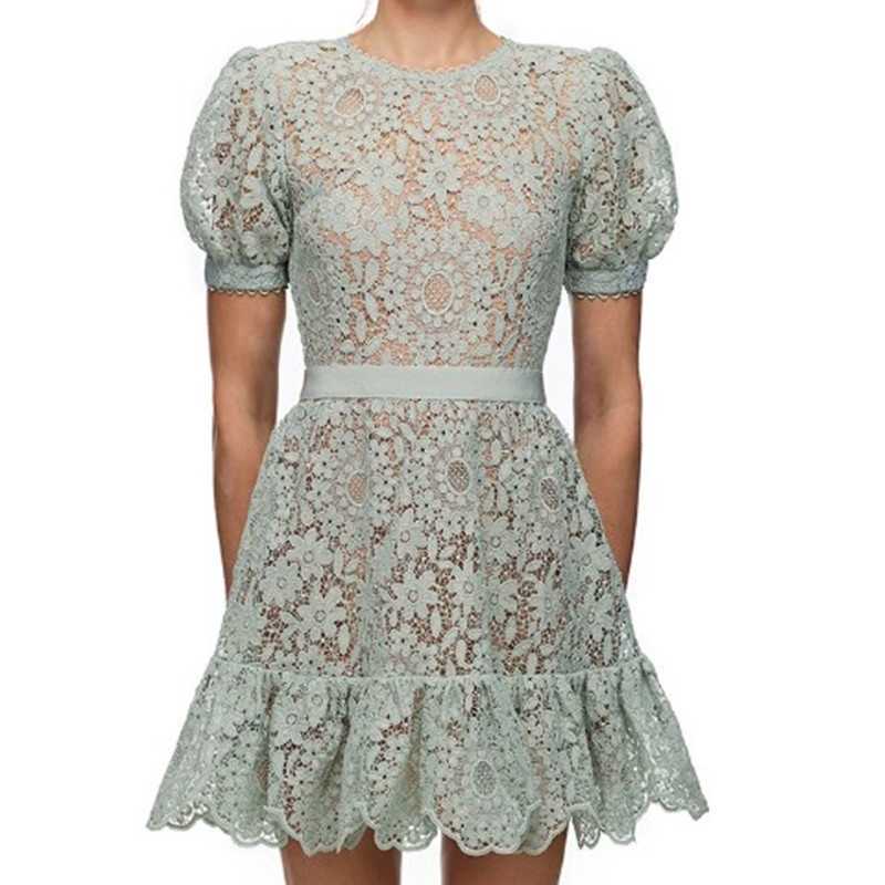 

ZAWFL Sexy Summer Lace Dresses Women Puff Sleeve Party Embroidery Female Vintage Short Dress Self Portrait Vestidos 210525, Picture color